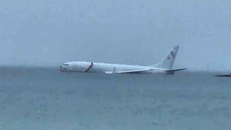 Navy plane overshoots runway, finally ends up in Hawaii bay  