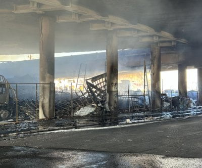 Large pallet fire shuts down L.A. throughway interchange indefinitely